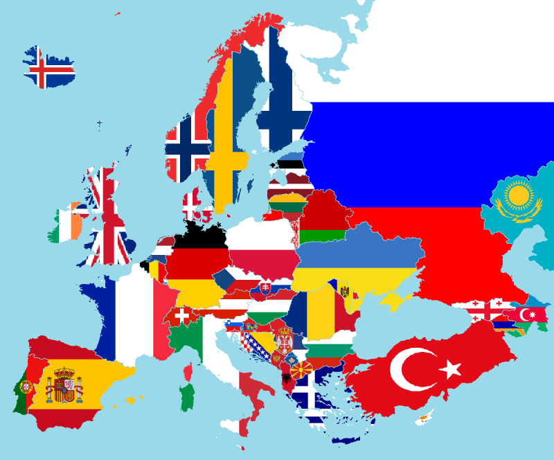 Mapa Europa Mapa de Europa en la que cada país esta señalado con su bandera